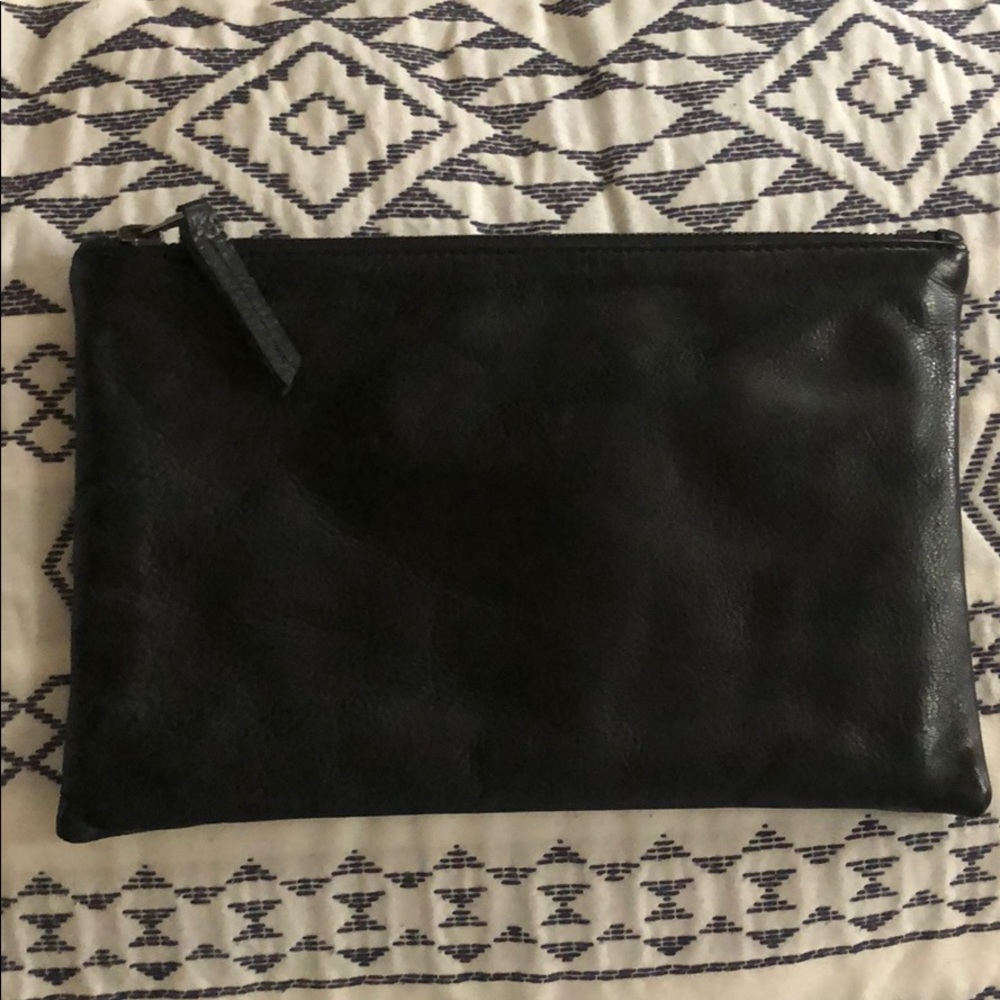 Black leather clutch